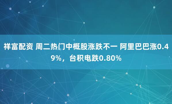祥富配资 周二热门中概股涨跌不一 阿里巴巴涨0.49%，台积电跌0.80%